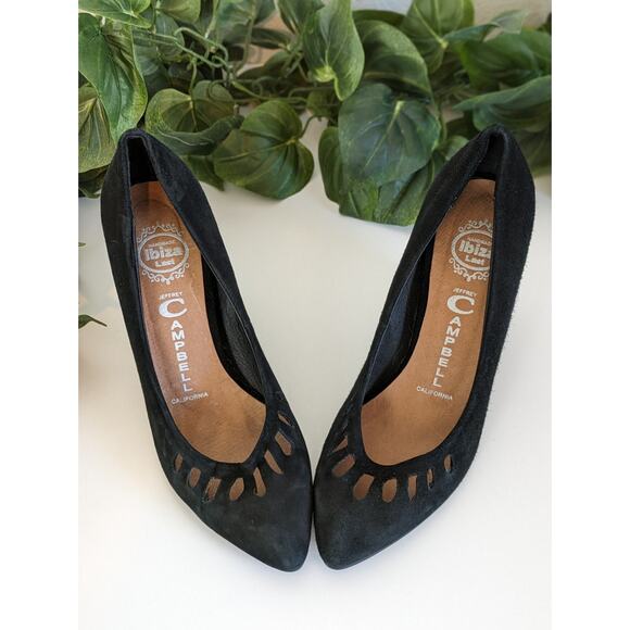 Jeffrey Campbell Wedges Heels Ann Arbor Suede Cut Out Boho Quirky Boho Size 6.5 - Picture 1 of 13